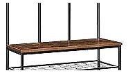 Hall Tree with Bench, Entryway Bench with Coat Rack, Mud Room Bench with 12 Double Hooks and Storage Bench, Coat Tree, Shoe Rack Organizer, for Foyer, Front Door, Rustic Brown BF05MT01