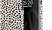 BURGA Phone Case Compatible with iPhone 6 / 6s - Hybrid 2-Layer Hard Shell + Silicone Protective Case -Black Polka Dots Pattern Nude Almond Latte - Scratch-Resistant Shockproof Cover