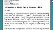 Apology Letter to Teacher for Missing a Class #apologylettertoteacher