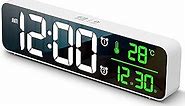 Digital Clock, Clock for Bedroom, Digital Wall Clock, Clocks for Living Room Decor, Desk Clock, Table Clock, Digital Clock Large Display, Smart Alarm Clock for Office Green (Wired White+Green Digit)