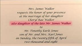 How To Write Wedding Invitations In Honor Of Deceased Parent