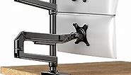 Dual Monitor Stand for Desk, Vertical Dual Monitor Mount with Wide Range of Motion, Dual Monitor Arm for 17-40" Screen up to 25 lbs Each, Computer Monitor Stand for 2 Monitors - Black