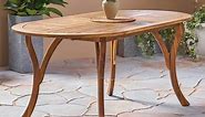 Noble House Hermosa Teak Brown Oval Wood Outdoor Dining Table 42289