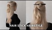 Easy Half Up Half Down Hair Stick Hairstyle 🥢 How to use a hair stick