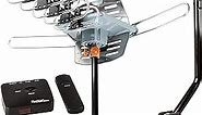 Five Star Outdoor HD TV Antenna Strongest Up to 150 Miles Long Range with Motorized 360 Degree Rotation, UHF/VHF/FM Radio Infrared Remote Control with Mounting Pole & 40FT RG6 Coax Cable Support 2 TVs