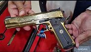 GIRSAN MC 1911 S9 GOLD PLATED 9MM PISTOL REVIEW AND UNBOXING.