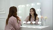 Hollywood Lighted Vanity Makeup Mirror with Bright LED Lights, Light-up Frameless Dressing Table Cosmetic Mirror with 14 Dimmable Bulbs, Multiple Color Modes, Table-Top or Wall Mount, Large