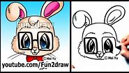 Funny Animals - Nerd Rabbit - How to Draw Easy Cartoons | Fun2draw Online Art Lessons