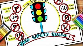 Traffic Signals Drawing | Traffic Signals Chart | Road Safety Rules Drawing | Traffic Lights Drawing