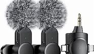 MILOUZ Dual Wireless Microphones for iPhone/Android Phone/Camera/Laptop, Wireless Lavalier Microphone for Video Recording Podcast YouTube TikTok Facebook, Plug-Play Mini Lapel Mic