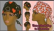 Free Printable Pattern and Tutorial for Unisex Scrub Caps-One Size Fits All. Surgical Hats/Men/women