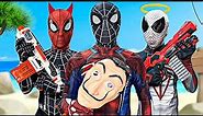 3 SPIDER-MAN Bros Story || Hey Fat Spider-Man , Go Trainning Nerf Gun ( Special Funny In Real Life )