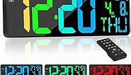 [Oversized] 18" Digital Wall Clock Large Display, 11 RGB Color Changing Large Digital Wall Clock with Remote, Date, DST, Temperature, Auto Brightness Digital Alarm Clock for All Large Spaces Use, Gift