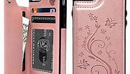 SUPWALL iPhone 7 Card Holder Case, iPhone 8 Wallet Case Embossed Butterfly Slim Folio Leather Cover