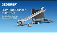 These spanners become a ratchet | GEDORE combination spanner set 7 R-012