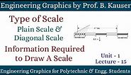 Type of Scale | Plain Scale & Diagonal Scale | Information Required to Draw A Scale | Engg. Graphics