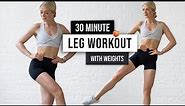30 MIN LEG WORKOUT - Lower Body, GLUTES and THIGHS - With Weights Home Workout