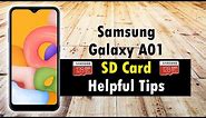 Samsung Galaxy A01 How to Install a Memory Card and Helpful Tips | h2techvideos