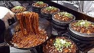 돌짜장 Amazing Seafood Black Bean Noodles on 250℃ (482℉) Hot Stone Plate - Korean street food