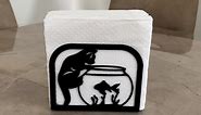 Cat & Fish Napkin Holder, Kitchen Napkin Dispenser