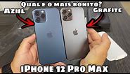 iPhone 12 Pro Max Azul vs 12 Pro Max Grafite! Qual é o mais bonito? Unboxing.