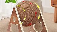 Cat Scratcher Toy,Natural Sisal Rope Cat Scratching Ball Scratcher Toy with Ball for Cats& Kittens&Dogs&Puppy, Interactive Solid Wood Scratcher Pet Toy (Small)