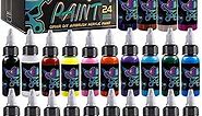 OPHIR Acrylic Airbrush Paint for Model Hobby, Shoes, Leather Painting-24 Colors Acrylic Paint Set