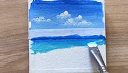 Boat by the sea acrylic painting on tiny canvas 🛶🌊 canvas size-(4x4)inch Thankyou ❤️❤️