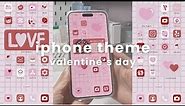 iOS17 aesthetic valentine's day homescreen customization 💕 | cute app icons, widgets and wallpaper