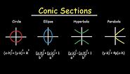 Conic Sections - Circles, Ellipses, Parabolas, Hyperbola - How To Graph & Write In Standard Form