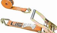 US Cargo Control Ratchet Tie Down Strap, 2 Inch x 12 Foot Ratchet Strap with Double J Hooks, Orange Ratchet Straps, Secure Cargo with Ease, Strap Provides Needed Strength Durability