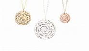 Spiral Quote Necklace - Personalized Phrase Jewelry - Book Song Lyric Scripture Verse - Sterling Silver 14K Rose Gold Filled - IBD