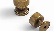 Yanxia Antique Brass Cabinet Knobs, Dresser Pulls for Kitchen, Vintage Drawer Hardware Handles for Bedroom, 1-1/8 Inches Diameter, 6 Pack (Model 9588)