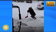 Hilarious Man Falling While Shoveling Snow - Epic 9 Seconds