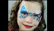 Patriotic Face Paint Design with Chunky Glitter - USA Flag
