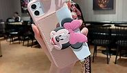 Ayvision for iPhone 13 Pro Max Case,Soft TPU Mickey Minnie Mouse Cute Cartoon Protective Phone Case Cover for iPhone 13 Pro Max 6.7 inch with Rope Minnie Mouse Women Girls Kids Phone Case Pink