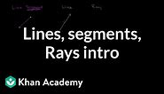 Intro to lines, line segments, and rays | Geometry | Khan Academy