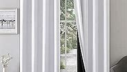 Rutterllow 100% Blackout Curtains 2 Panels - Completely Blackout Window Drapes Thermal Insulate Double Layer with Black Liner for Nursery Room, Grommet Top (52 by 84 inches, Pure White)