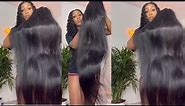STRAIGHT 40 INCH BUSSDOWN 13X6 LACE FRONTAL WIG YUAN HAIR ALIEXPRESS WIG UNBOXING 180% DENSITY