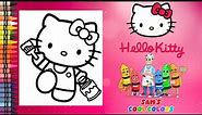 Coloring Hello Kitty Paint Brush | Hello Kitty Coloring Pages | Crayons
