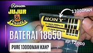 Baterai Sony 18650 Kapasitas 13000mAH Flat Top | Review Jujur & Gratis