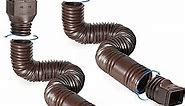 Plusgutter Brown 2-Pack Rain Gutter Downspout Extensions Flexible, Drain Downspout Extender,Down Spout Drain Extender, Gutter Connector Rainwater Drainage,Extendable from 21 to 68 Inches