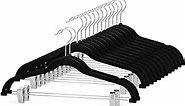 Cozymood Velvet Skirt Hangers 24 Packs Velvet Hangers with Clips Ultra Thin Non Slip Velvet Pants Hangers Space Saving Clothes Hanger for Trouser, Skirts, Jeans (Black)