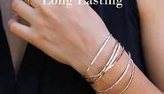 Thin Hammered Cuff in 14K Gold Fill; Delicate Handmade Stacking Bracelet for Women by Lotus Stone Design (Medium, Gold)