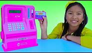 Wendy Pretend Play with ATM Machine Toy! Kid Learning How To Save Money