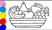 easy fruit basket drawing and colouring for kids and toddlers/ easy drawing for kids and toddlers