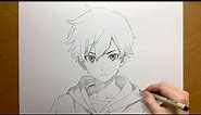 Easy anime sketch | How to draw a cute anime boy step by step | original anime character