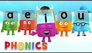 Phonics - Learn to Read | A, E, I, O, U | Learning Vowels | Alphablocks