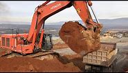 Hitachi Zaxis 670LCR Excavator Loading Mercedes And MAN Trucks By Anogiatis