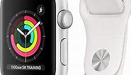 Apple Watch Series 3 [GPS 38mm] Smart Watch w/Silver Aluminum Case & White Sport Band. Fitness & Activity Tracker, Heart Rate Monitor, Retina Display, Water Resistant